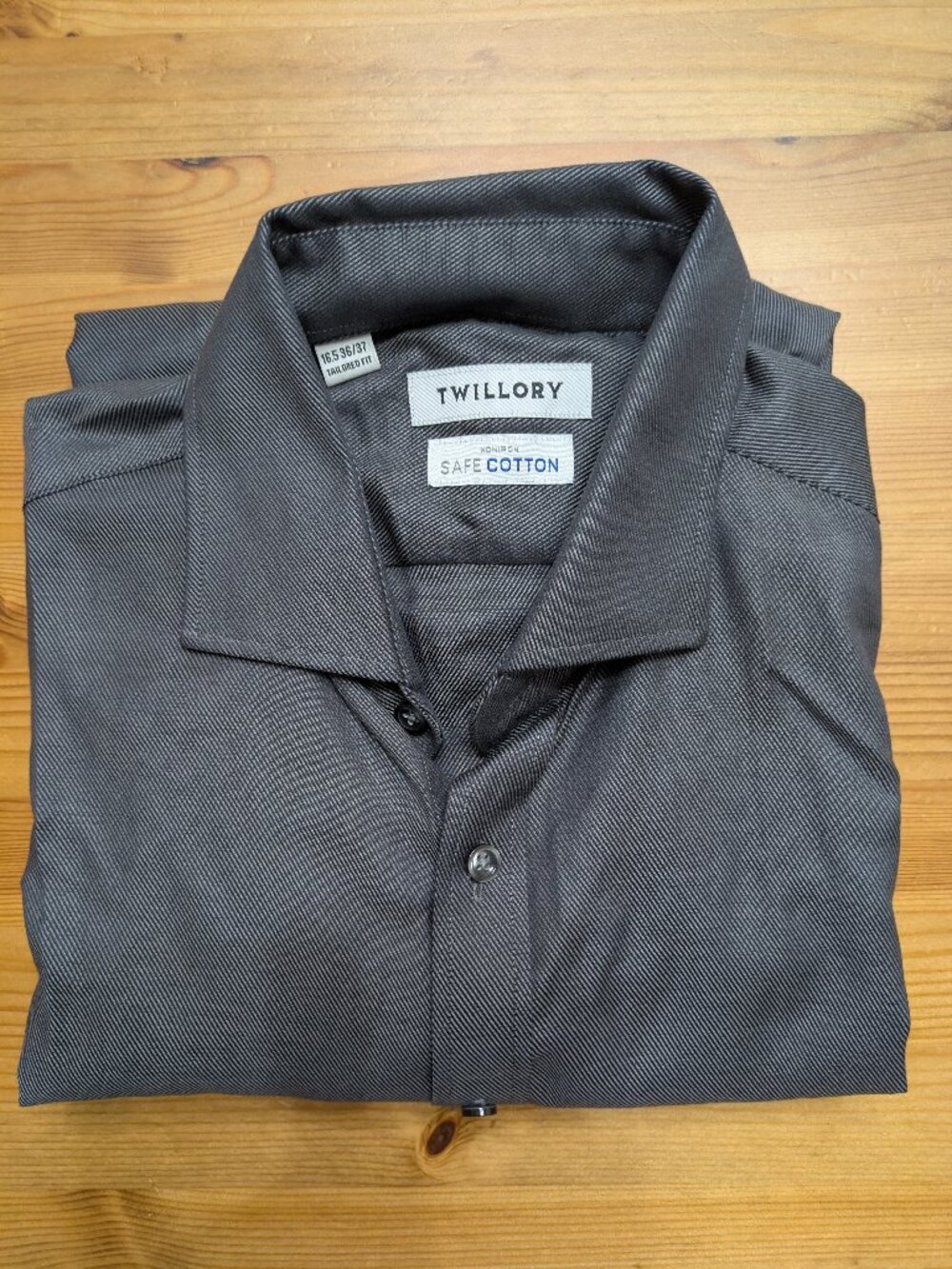 Twillory Shirt Mens 16.5 36/37 Tailored Fit Non-Iron Charcoal Twill New wo tags